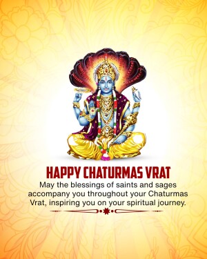 Image depicting Lord Vishnu with text 'Happy Chaturmas Vrat'