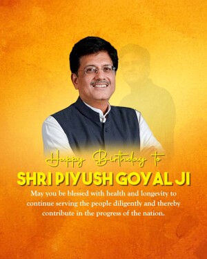 Portrait of Piyush Goyal with birthday wishes