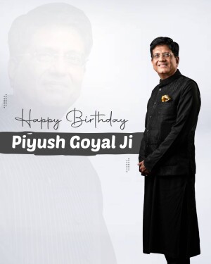 Portrait of Piyush Goyal with birthday greetings