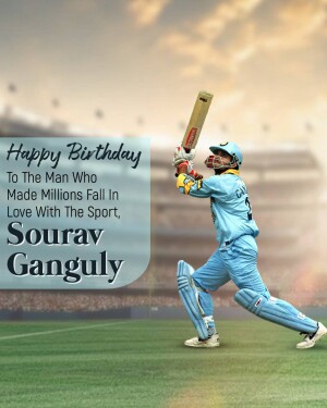 Sourav Ganguly celebrating his birthday with a cricket shot
