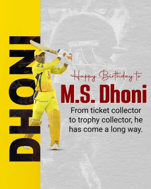 M.S. Dhoni birthday tribute image with cricket theme