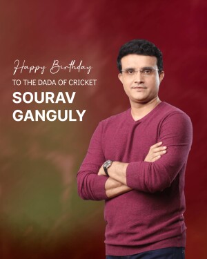 Portrait of Sourav Ganguly with birthday wishes