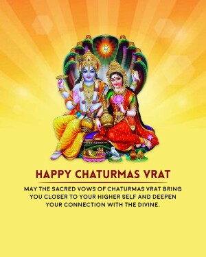 Image of Lord Vishnu and Goddess Lakshmi with text 'Happy Chaturmas Vrat'