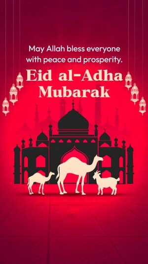 Eid al-Adha Mubarak with Taj Mahal and animals