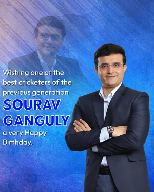 Image of Sourav Ganguly with a birthday wish message.