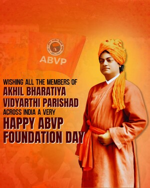 Image of Swami Vivekananda with ABVP logo and Foundation Day message