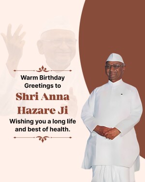 Birthday greeting card featuring Shri Anna Hazare