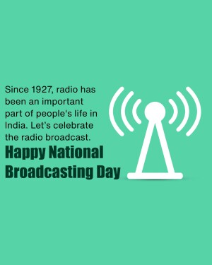 Image commemorating National Broadcasting Day in India with a radio tower illustration and text.
