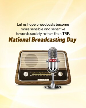 Vintage radio and microphone with text 'National Broadcasting Day'