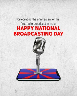 Image commemorating the anniversary of the first radio broadcast in India with a vintage microphone and smartphone.