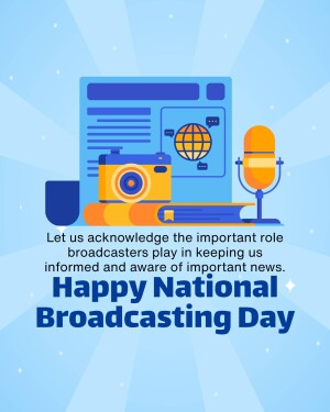 Illustration celebrating National Broadcasting Day with broadcasting equipment