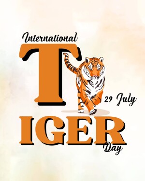 Image celebrating International Tiger Day with a tiger and the letter 'T'
