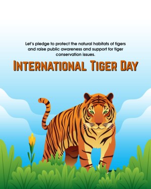 Illustration of a tiger in a natural habitat with text promoting International Tiger Day.