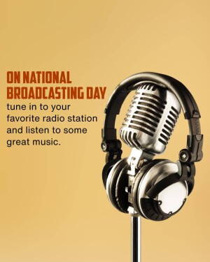 Vintage microphone with headphones for National Broadcasting Day
