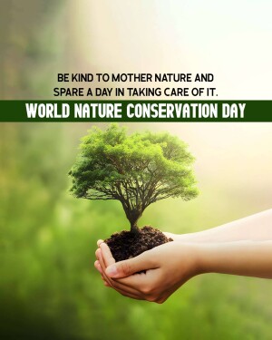 Hands holding soil with a small tree growing out of it, promoting nature conservation.
