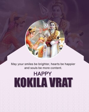 Image depicting Hindu deities Shiva and Parvati with a festive Kokila Vrat message.