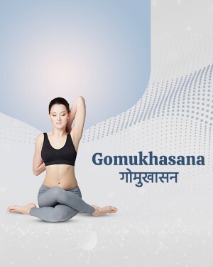 Woman demonstrating the Gomukhasana yoga pose.