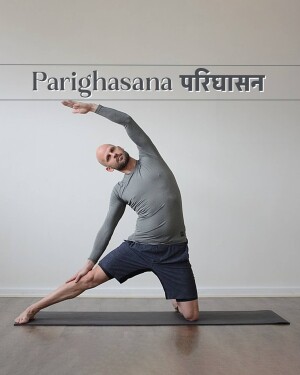Man performing Parighasanasana yoga pose