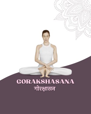 Illustration of a woman performing the Goraksasana yoga pose.