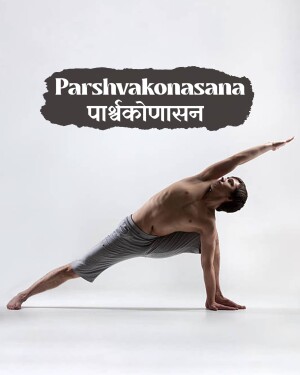 Man performing Parshvakonasana yoga pose
