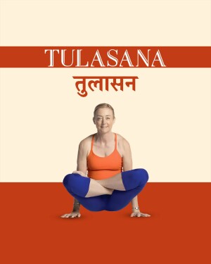 Woman demonstrating the Tulāsana (Scale Pose) yoga asana.