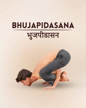 Man performing Bhujapidasana yoga pose, also known as Shoulder Press Pose