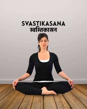 Woman demonstrating the Svastikasana yoga pose