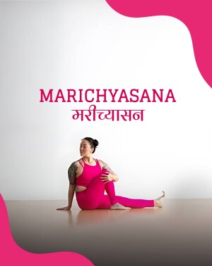Woman demonstrating the Marichyasana yoga pose.