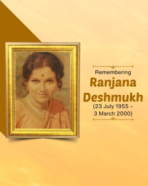 Portrait of Ranjana Deshmukh in a golden frame with remembrance text