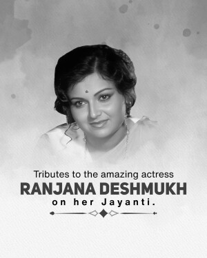 Portrait of Ranjana Deshmukh with tribute text