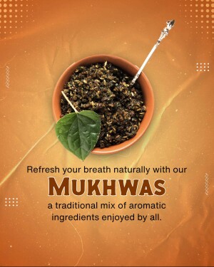 Close-up of Mukhwas in a pot with a spoon and betel leaf