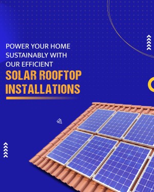 Image of solar panels installed on a rooftop with text promoting sustainable energy solutions.