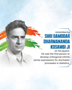 Portrait of Shri Damodara Kosambi Ji with Indian flag background