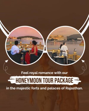 Couple enjoying a romantic dinner with a view of a palace in Rajasthan