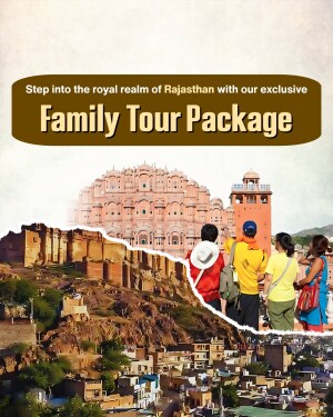 Family enjoying a tour of Rajasthan, India with Hawa Mahal in the background