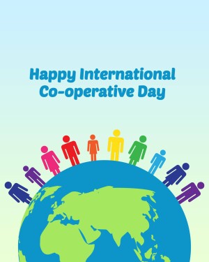 Illustration of people around the globe celebrating International Co-operative Day