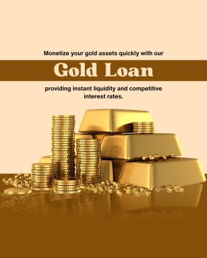 Image depicting gold bars and coins with text promoting gold loans for quick cash.