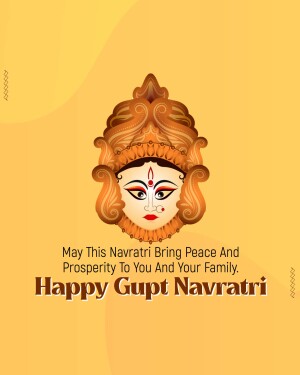 Illustration of Goddess Durga's face with Navratri greetings