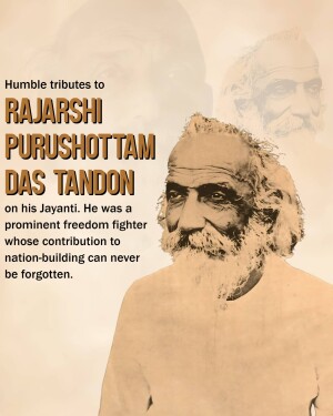 Portrait of Rajarshi Purushottam Das Tandon, a freedom fighter.