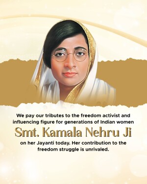 Portrait of Kamala Nehru, Indian freedom fighter