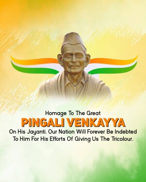 Portrait of Pingali Venkayya with the Indian Tricolour