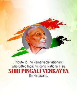 Portrait of Shri Pingali Venkayya with the Indian Flag