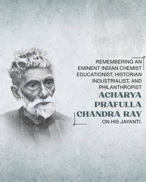 Portrait of Acharya Prafulla Chandra Ray, an eminent Indian chemist, educationist, historian, industrialist, and philanthropist.