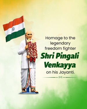 Image of Shri Pingali Venkayya with the Indian Flag