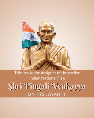 Statue of Shri Pingali Venkayya with the earlier Indian National Flag