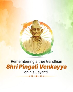 Portrait of Pingali Venkayya with Indian flag colors in the background