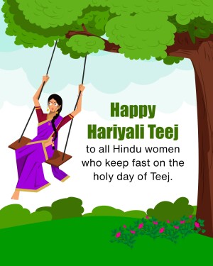 Illustration of a woman on a swing celebrating Hariyali Teej
