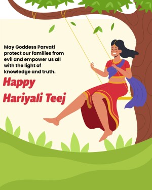 Illustration of a woman on a swing celebrating Hariyali Teej