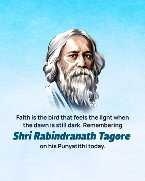 Portrait of Rabindranath Tagore with a quote