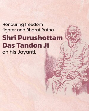 Portrait of Shri Purushottam Das Tandon, a freedom fighter and Bharat Ratna recipient.